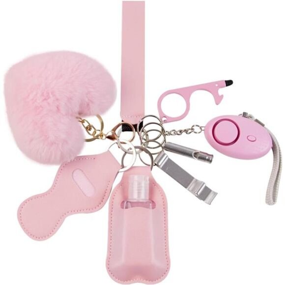 Women's Pink Self Defense Keychain Set with Safety Tools & Accessories 8 Piece - Picture 1 of 6